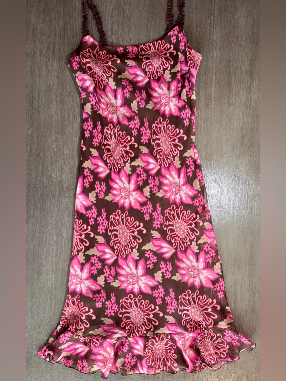 Vintage Believe Brown Pink Floral Lace Fitted Midi Dress 10 M - Picture 2 of 11